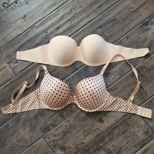 Soma push up bra 34c and Felina 32c Strapless bra gently worn